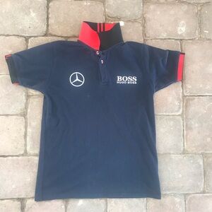 Hugo Boss Mercedes Benz Mobil Motorsport Men's Polo Shirt Brown/Red Size Medium